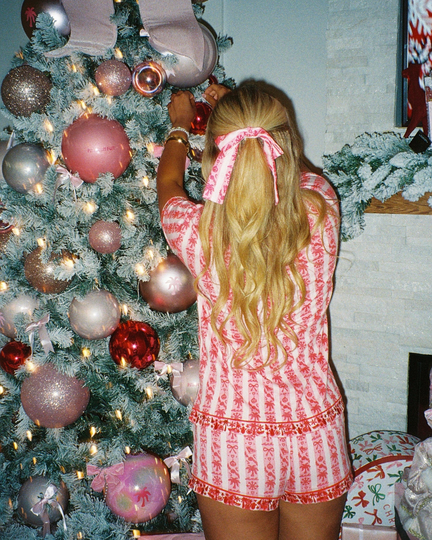 Pink Palm Puff Pj Set