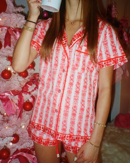 Pink Palm Puff Pj Set