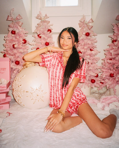 Pink Palm Puff Pj Set